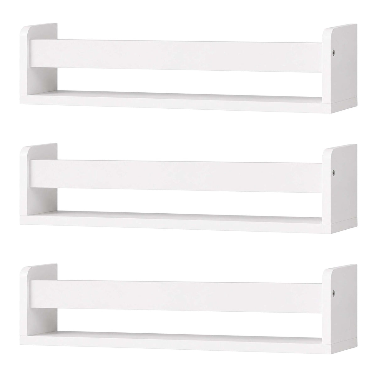 Children's Wall Shelves Set of 3, White MDF, 58cm