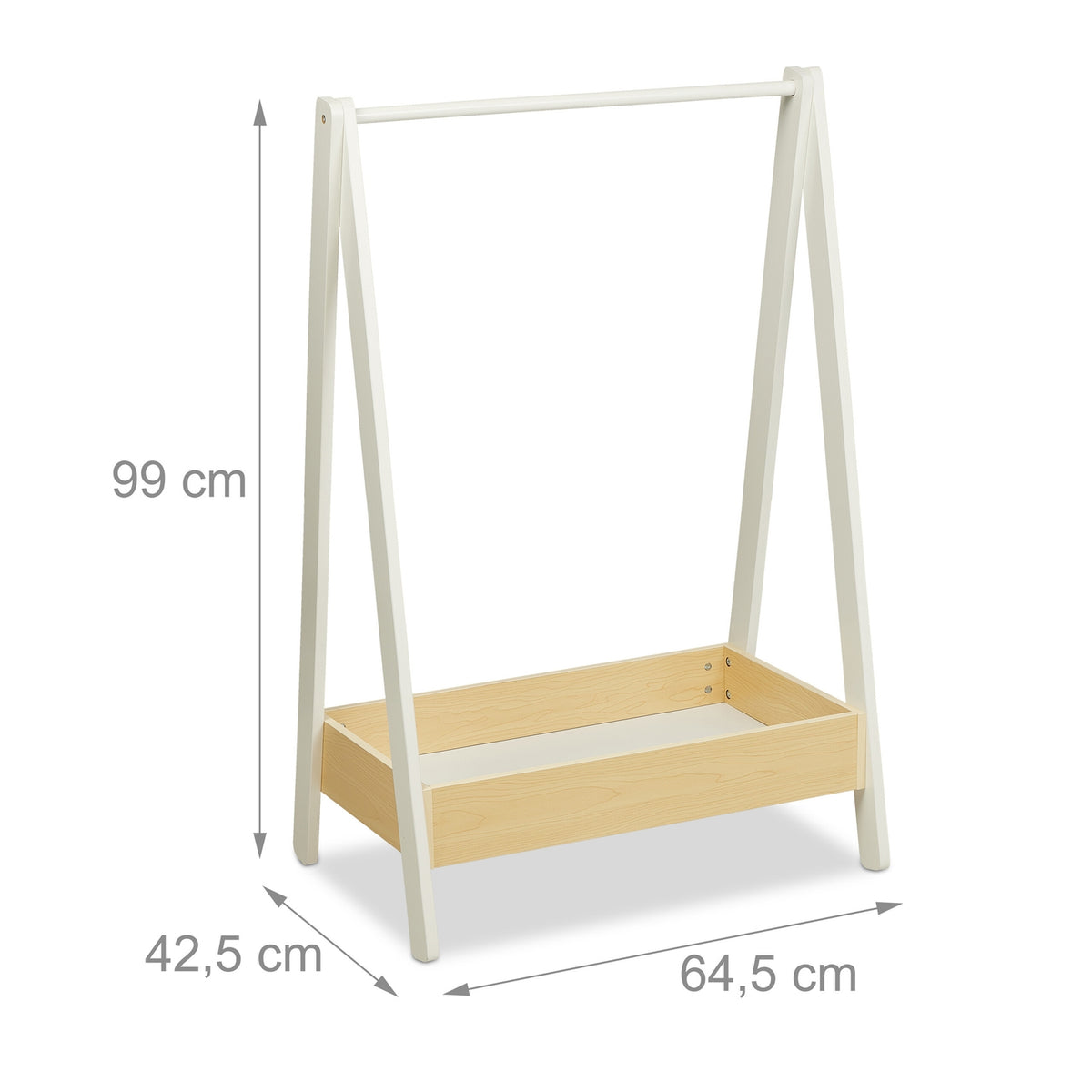 Children's Wooden Clothes Rack with Storage Tray