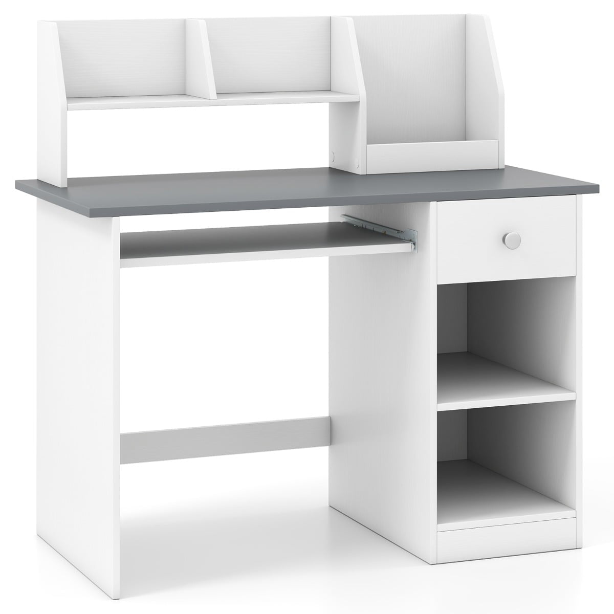 Children's Wooden Desk with Shelves and Keyboard Tray