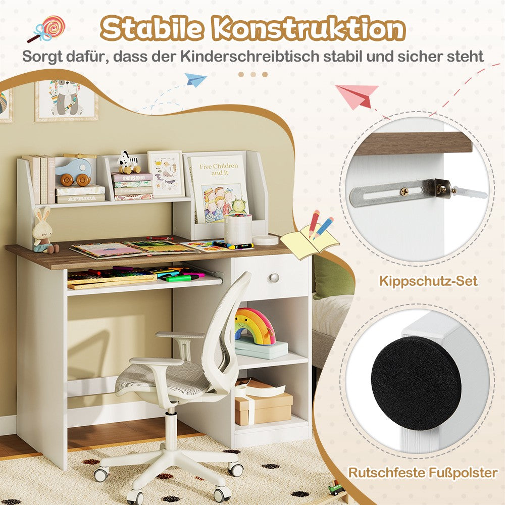 Children's Wooden Desk with Storage, 90x45x90 cm, Natural