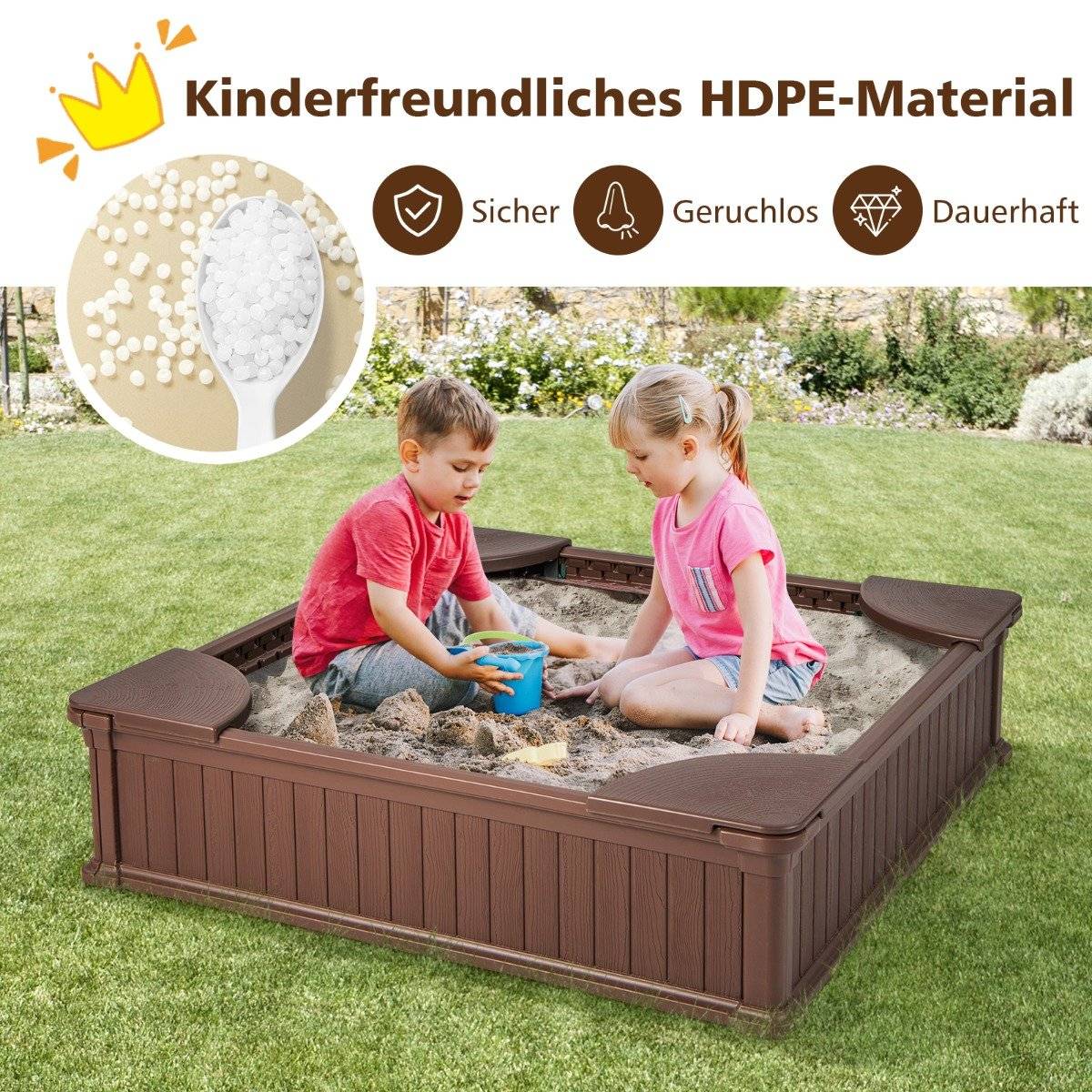 Children's Wooden Sandbox with Cover & Seats