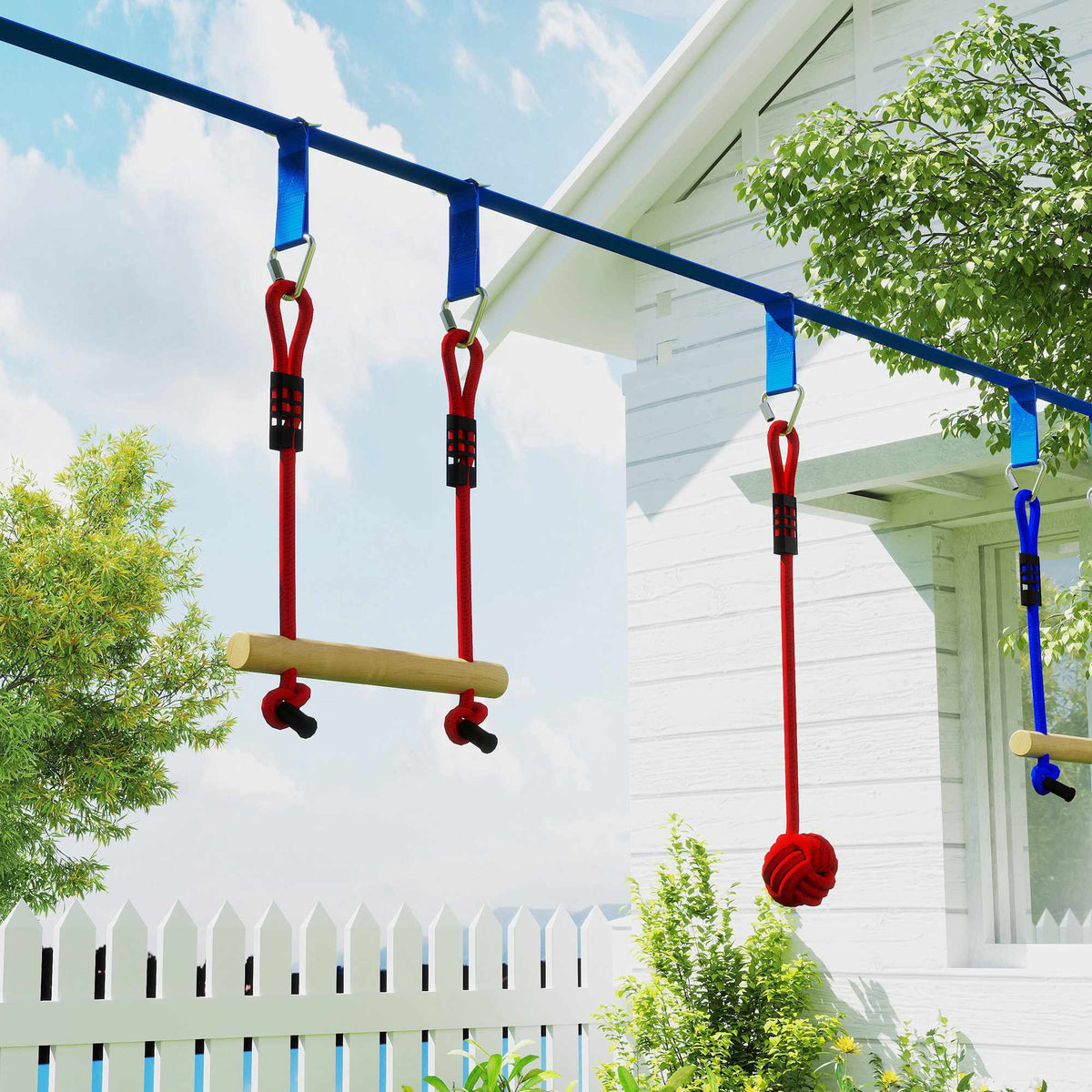 Children's Zipline Kit, 50kg Capacity, Ages 3-6, Blue