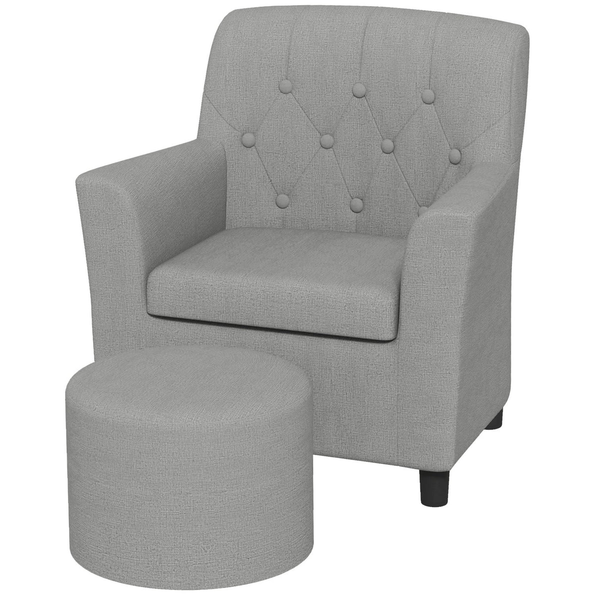 Children's armchair, children's sofa with footstool, children's couch from 18 months, children's furniture, children's room, linen look, eucalyptus wood, gray, 45 x 43 x 50.5 cm