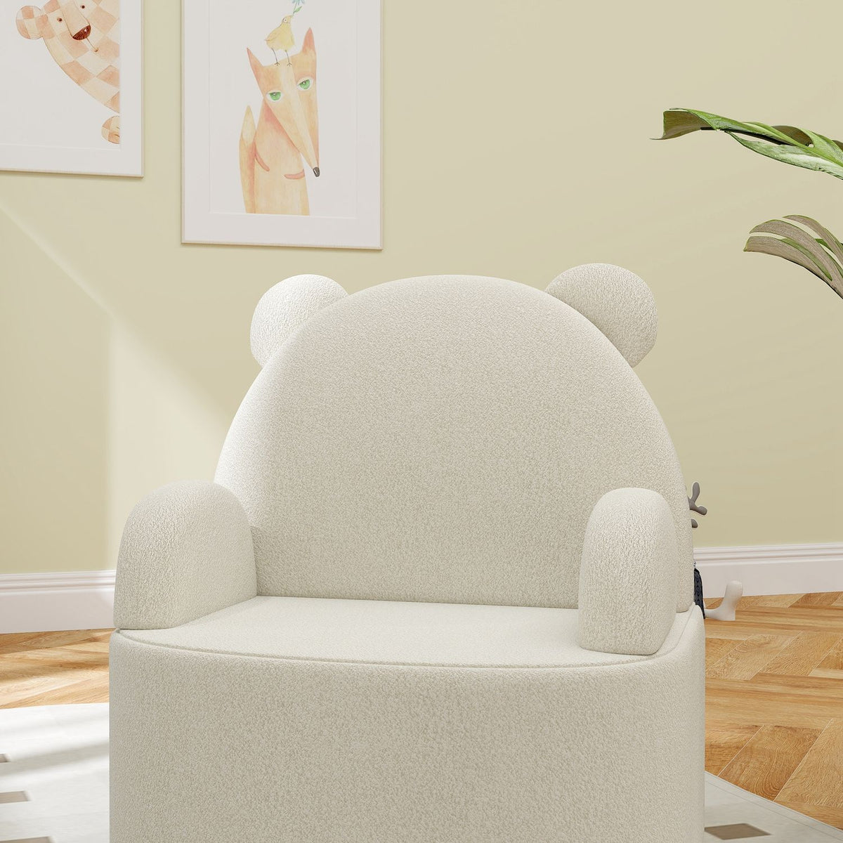 Children's armchair, children's sofa with soft teddy fleece, bear shape, children's chair for children 1.5-3 years, children's room, playroom, beige