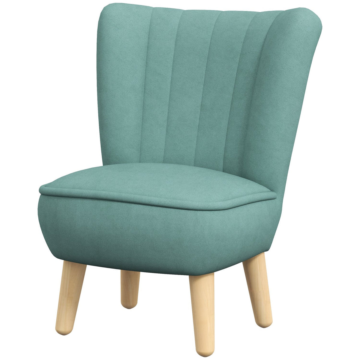 Children's armchair, children's sofa with velvet look, wooden legs, children's chair for children 3-7 years, children's room, playroom, light blue