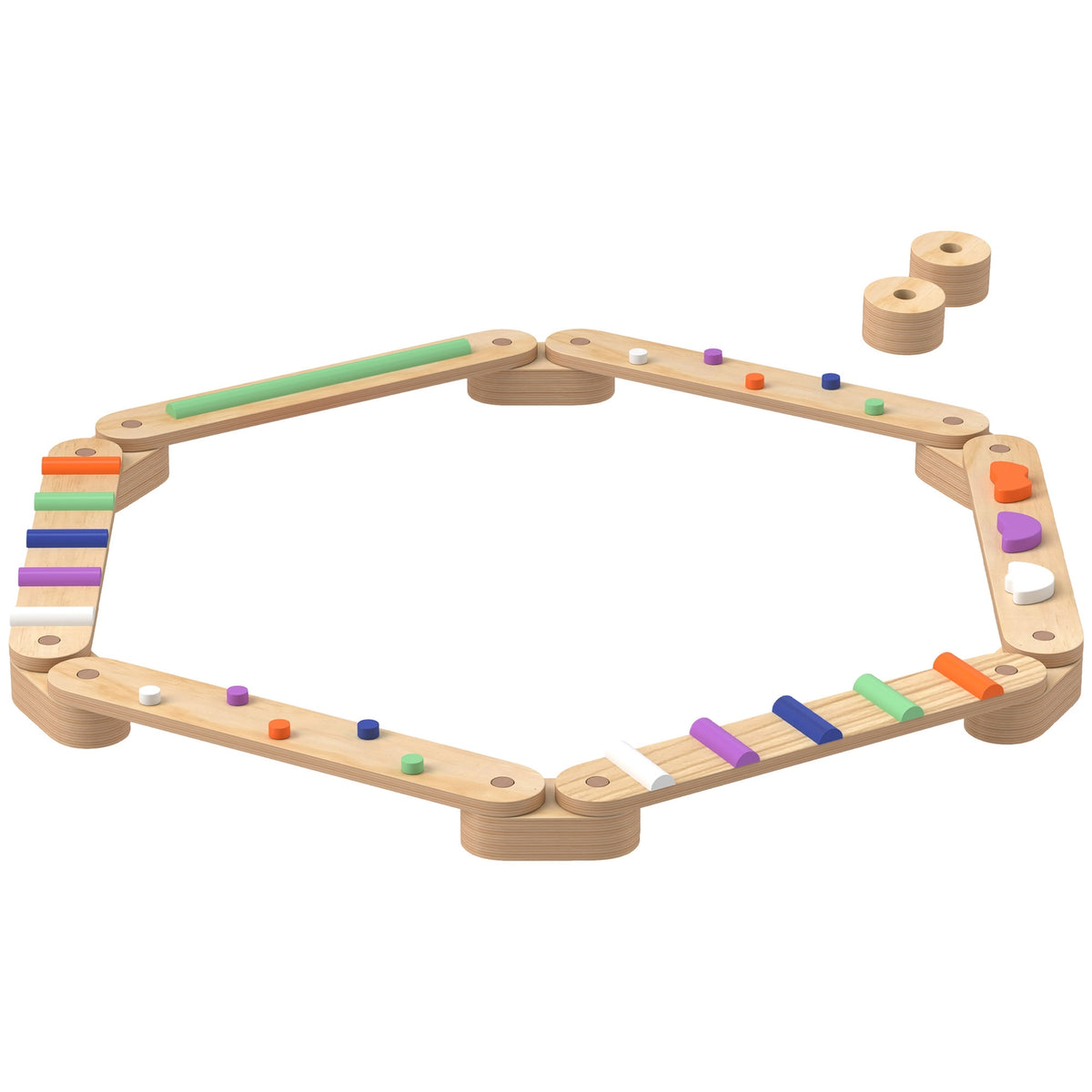 Children's balancing beam, wooden balance beam with colorful obstacle stones, Montessori toy for coordination and stability, for 3-8 year old children