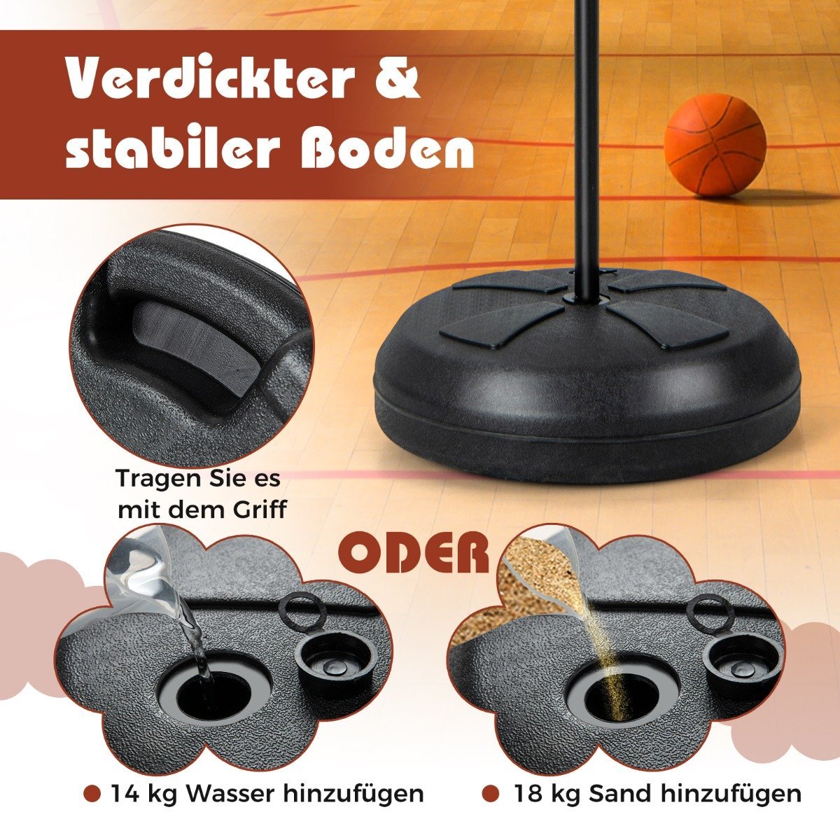 Children's basketball hoop with dartboard & 6 darts basketball stand black