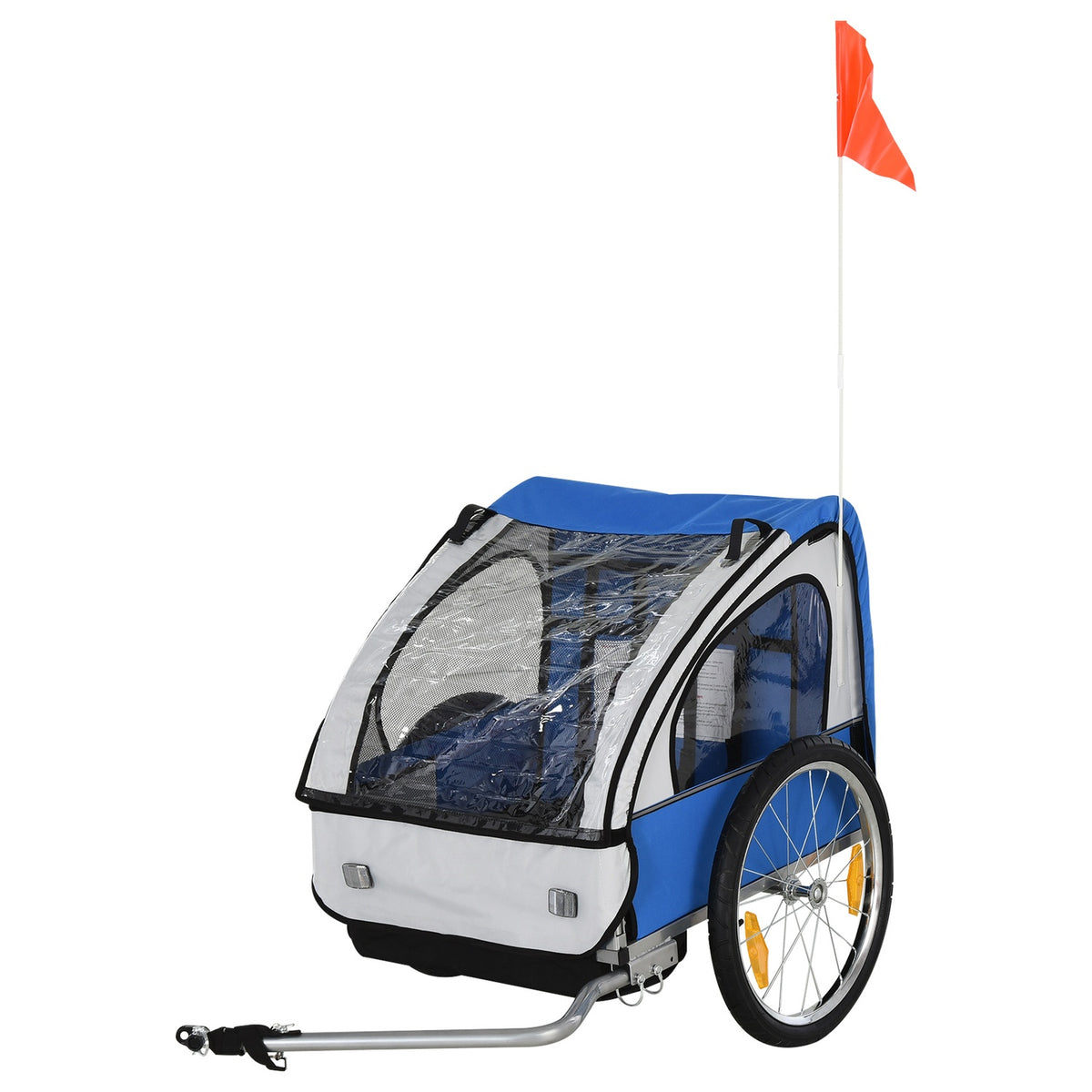 Children's bicycle trailer, for 2 children, steel frame, seat carrier with safety belt, for children from 18 months, Oxford fabric