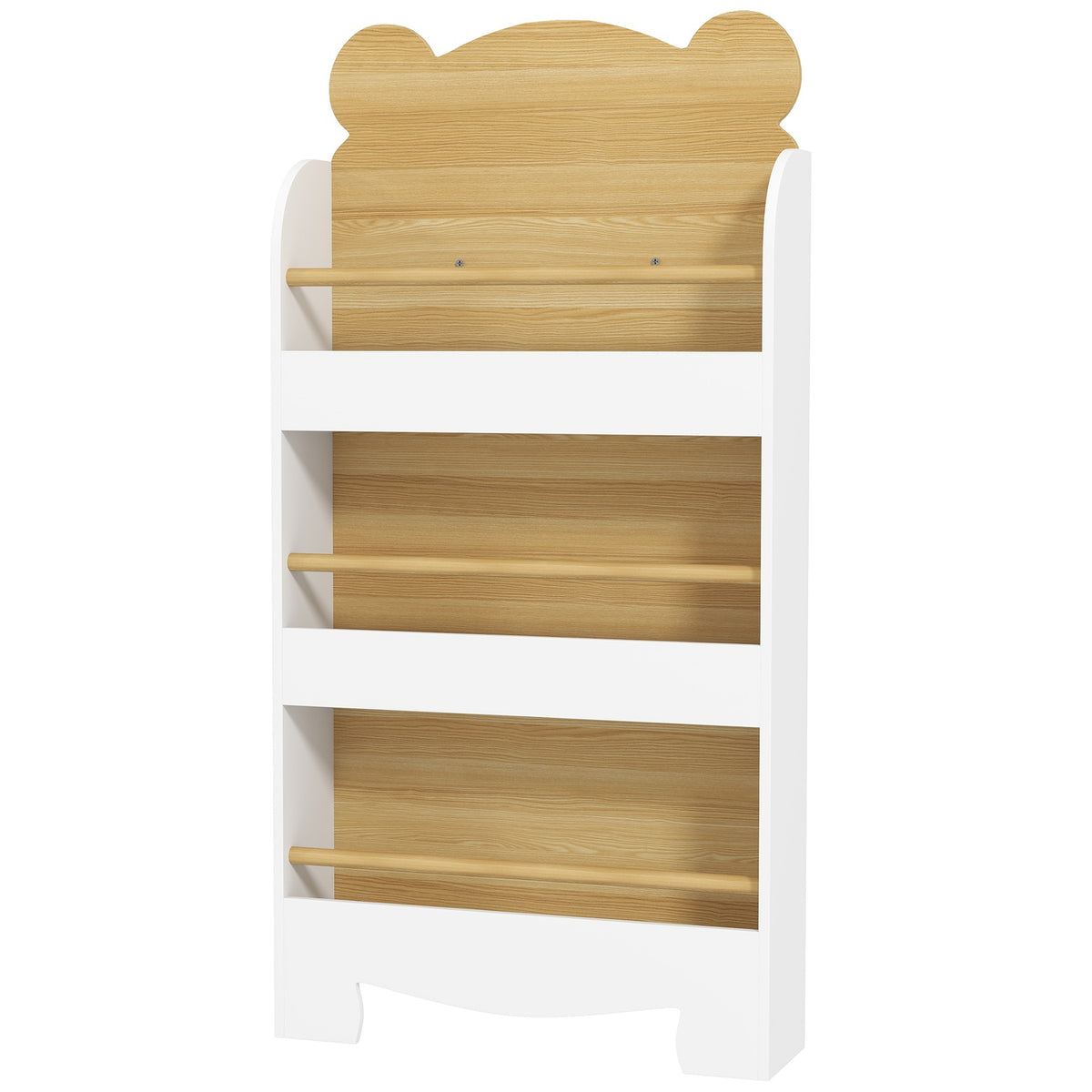 Children's bookcase with 3 shelves, wooden storage shelf, 55 x 15 x 110 cm, white