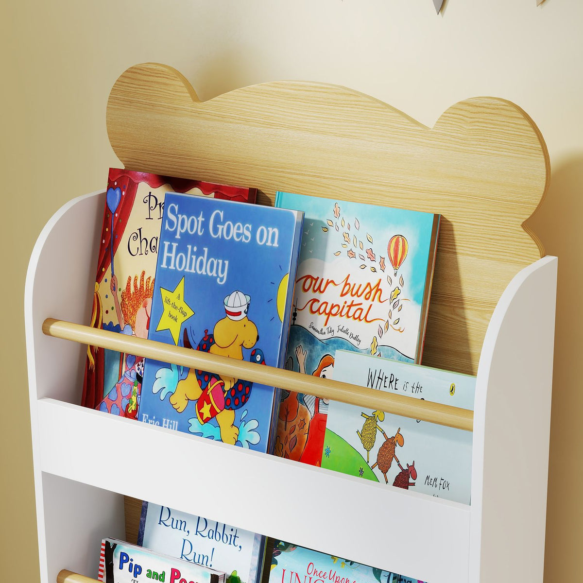 Children's bookcase with 3 shelves, wooden storage shelf, 55 x 15 x 110 cm, white