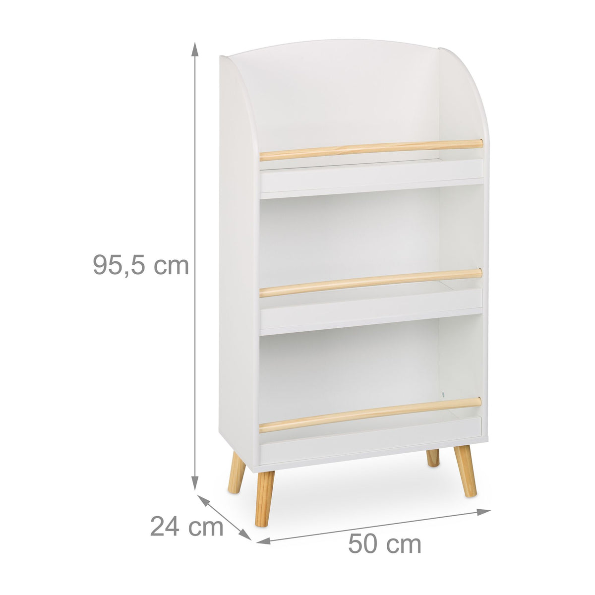 Children's bookshelf with 3 compartments