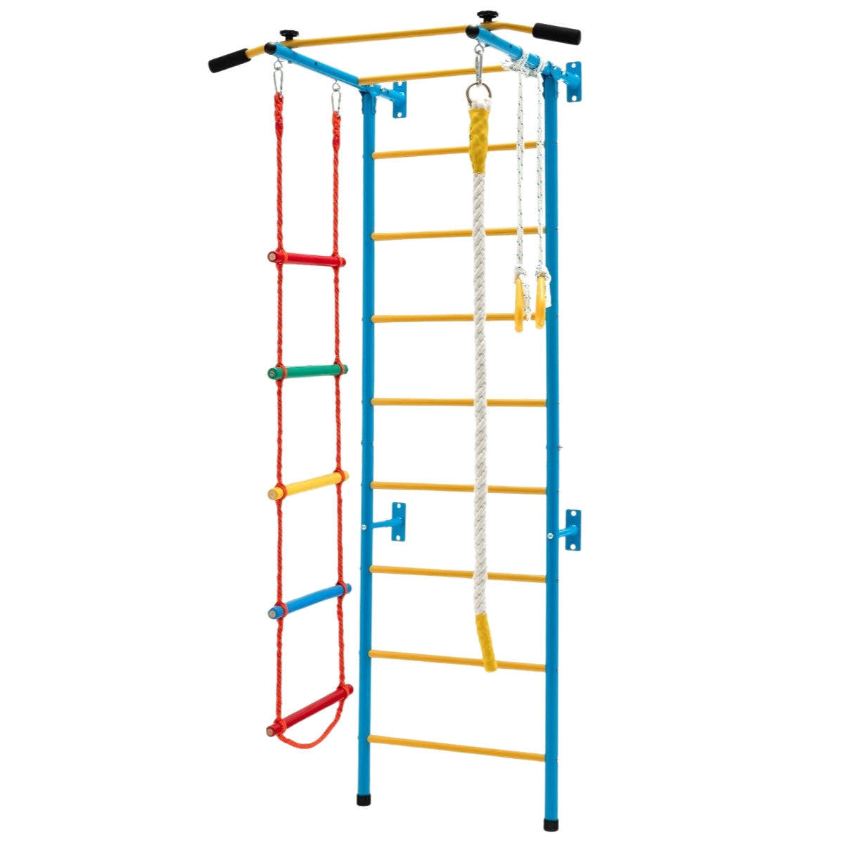 Children's climbing wall home sports equipment for children up to 100 kg 107 x 83 x 223 cm blue and yellow