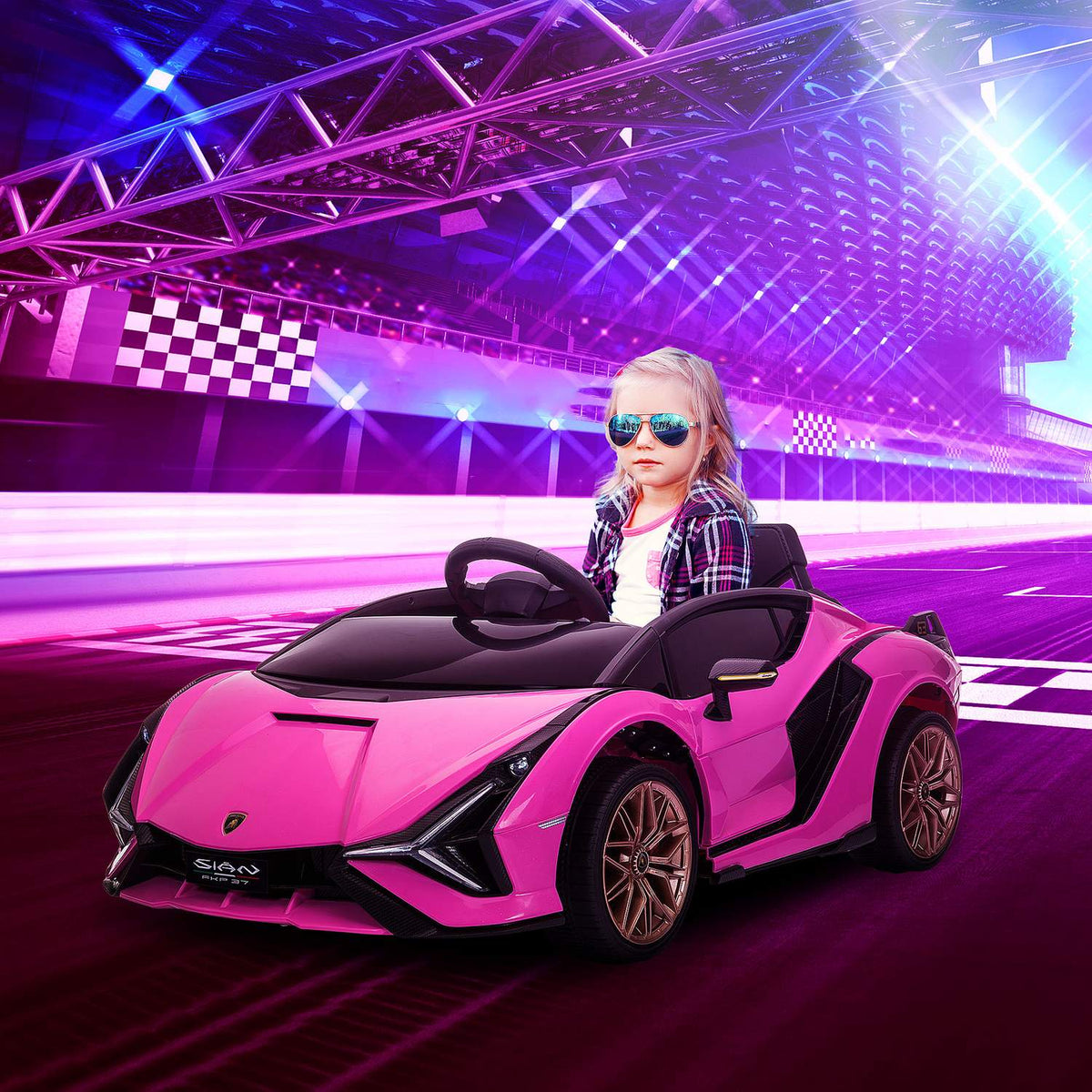 Children's electric SUV car with 3 gears, seat belts, remote control, music (MP3/USB) light, for 37-60 months, load capacity 25kg, pink