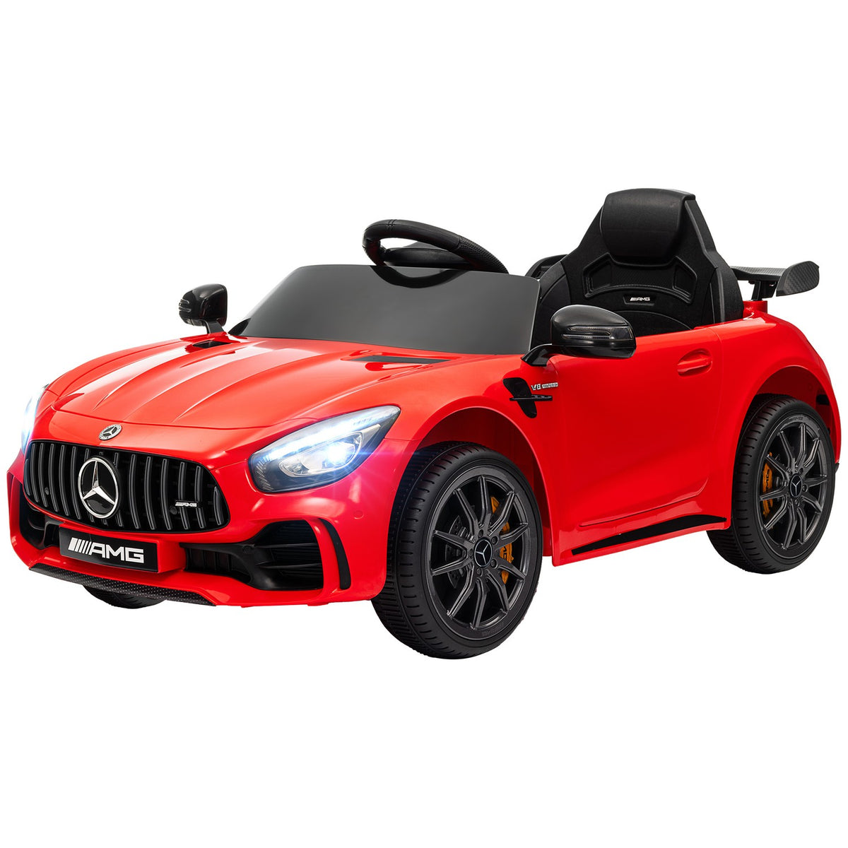 Children's electric car 12 V children's car with 2.4G remote control, USB, MP3, music, electric vehicle with lights, soft start, reverse function, 3-5 km/h, for children 3-6 years, red
