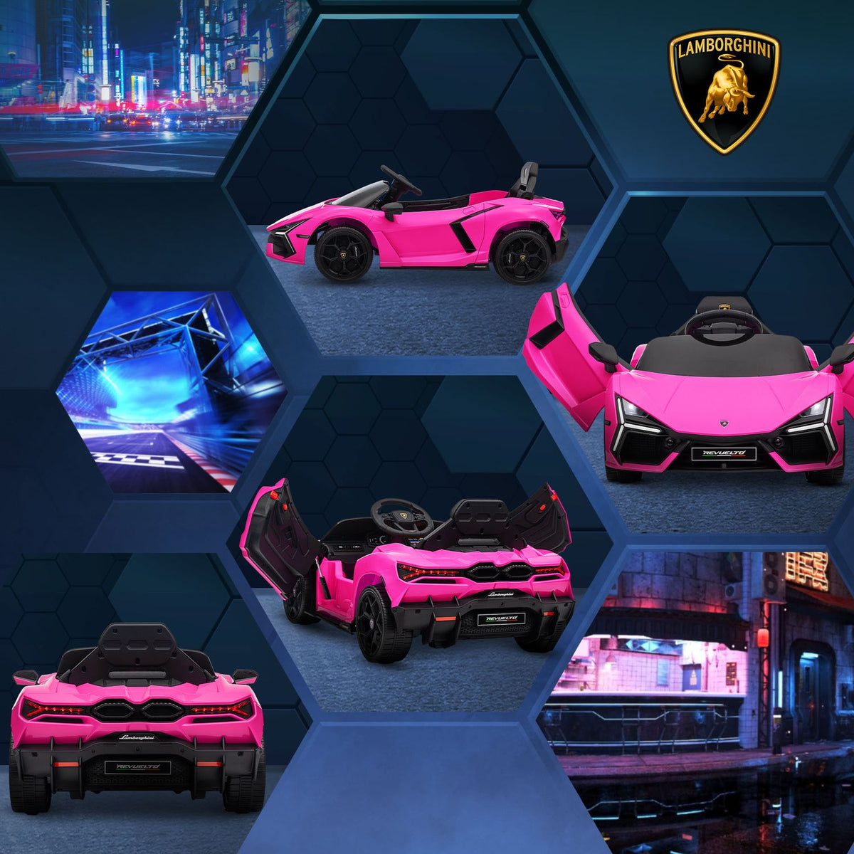 Children's electric car 12V children's car with 2.4G remote control, music, electric vehicle with light, USB/MP3 port, reverse function, up to 5 km/h, for children 3-5 years, pink