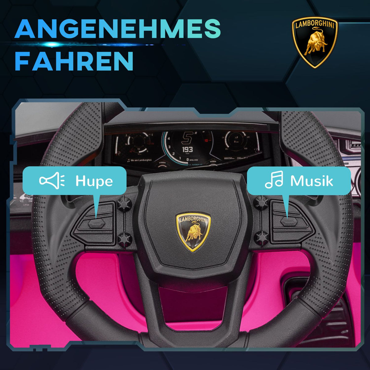 Children's electric car 12V children's car with 2.4G remote control, music, electric vehicle with light, USB/MP3 port, reverse function, up to 5 km/h, for children 3-5 years, pink
