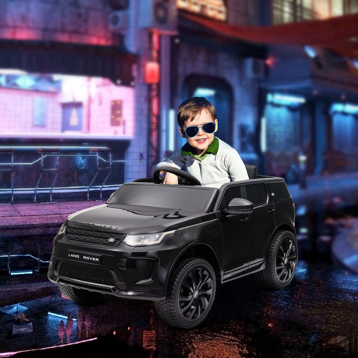 Children's electric car 12V children's car with 2.4G remote control, music, horn, electric vehicle with LED lights, USB/MP3 port, 3-5 km/h, for children 3-6 years, black