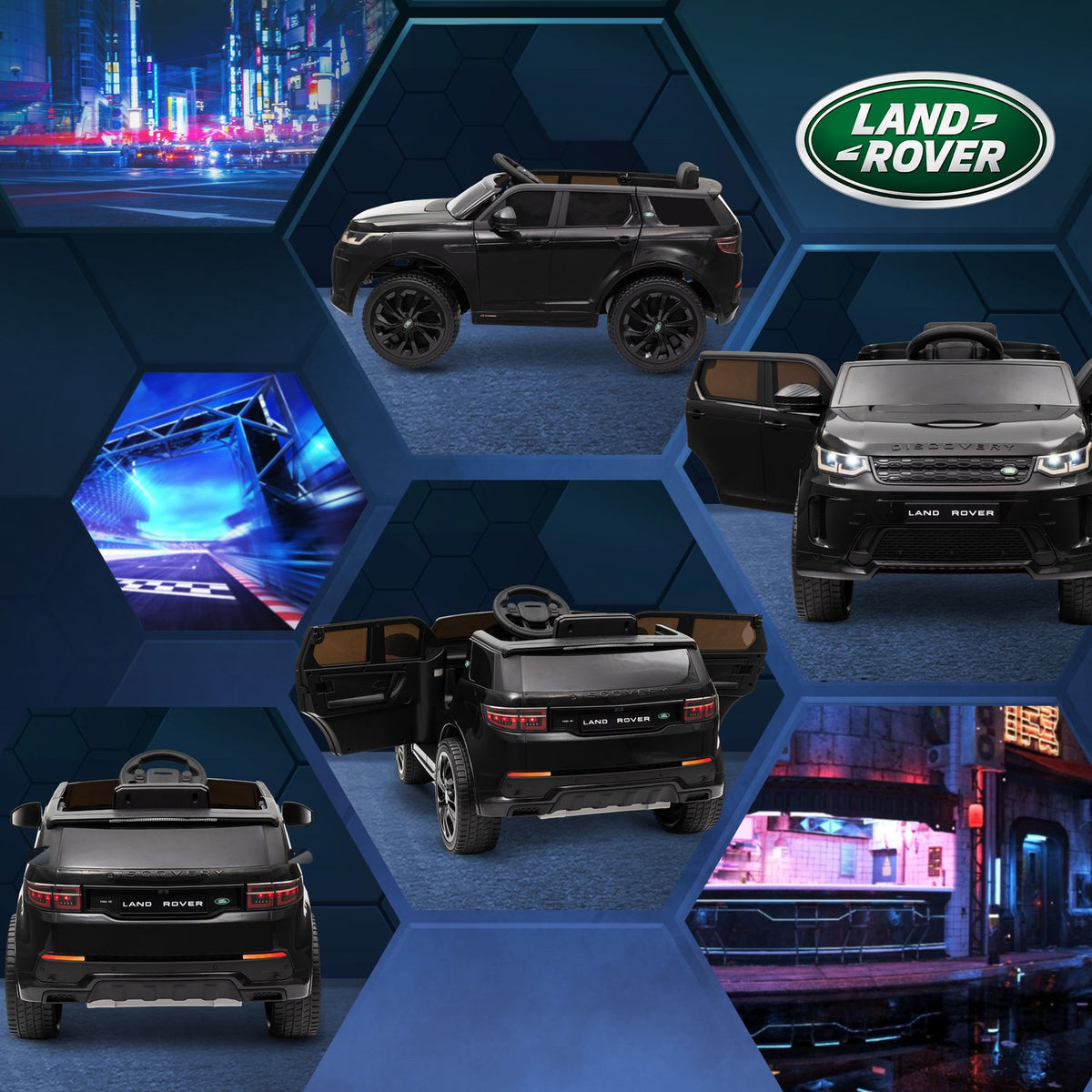 Children's electric car 12V children's car with 2.4G remote control, music, horn, electric vehicle with LED lights, USB/MP3 port, 3-5 km/h, for children 3-6 years, black