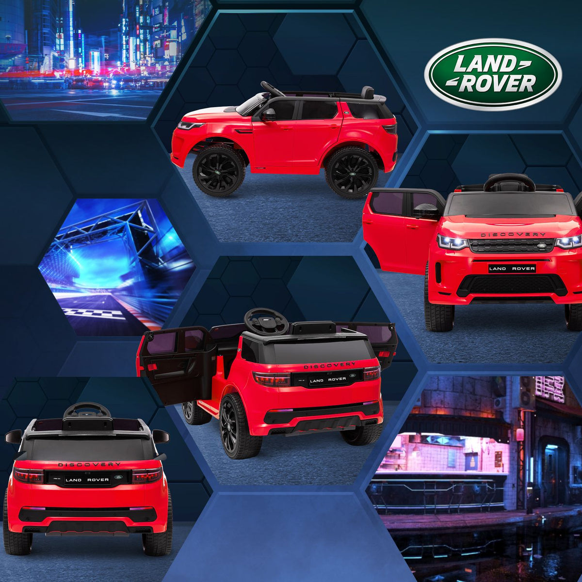 Children's electric car 12V children's car with 2.4G remote control, music, horn, electric vehicle with LED lights, USB/MP3 port, 3-5 km/h, for children 3-6 years, red