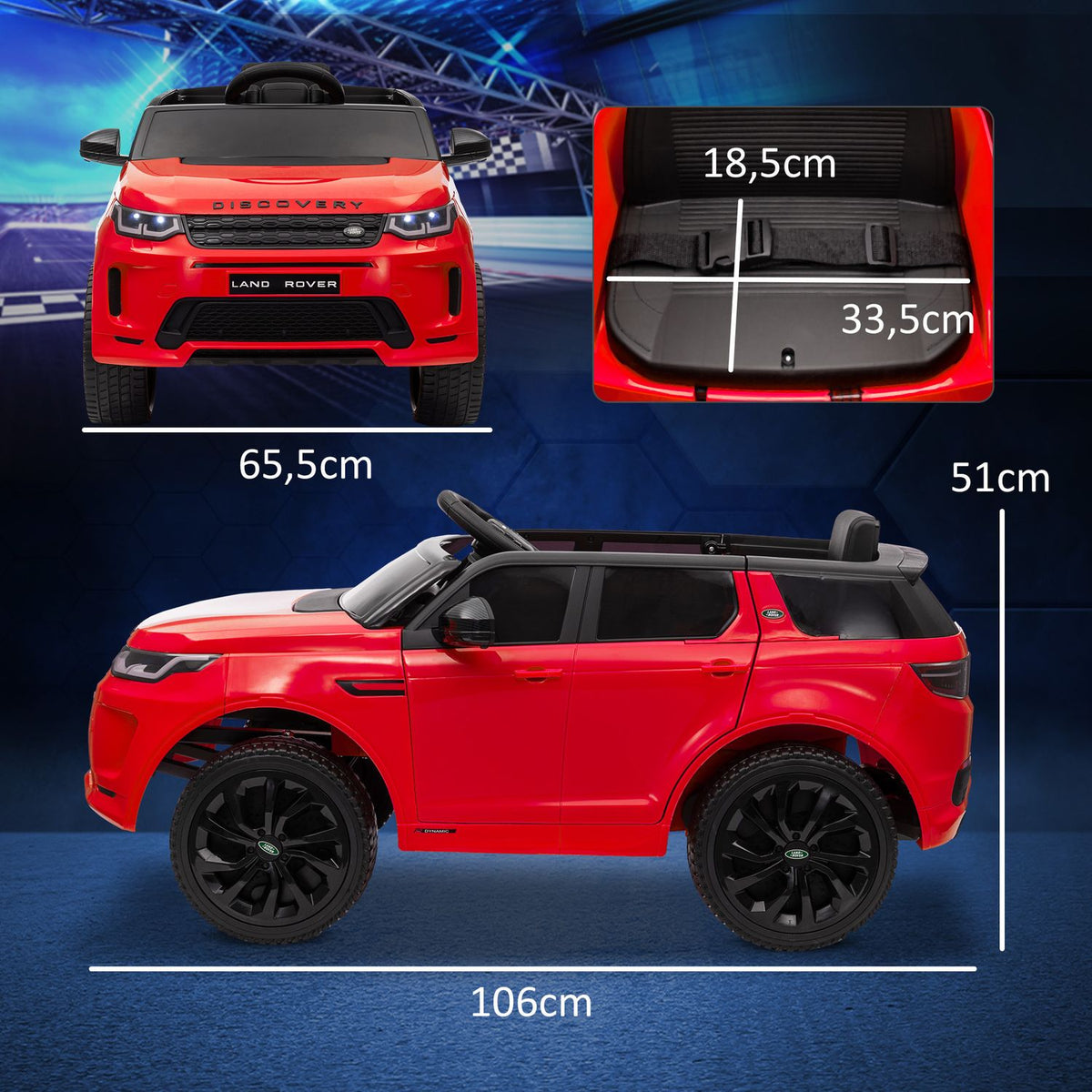 Children's electric car 12V children's car with 2.4G remote control, music, horn, electric vehicle with LED lights, USB/MP3 port, 3-5 km/h, for children 3-6 years, red