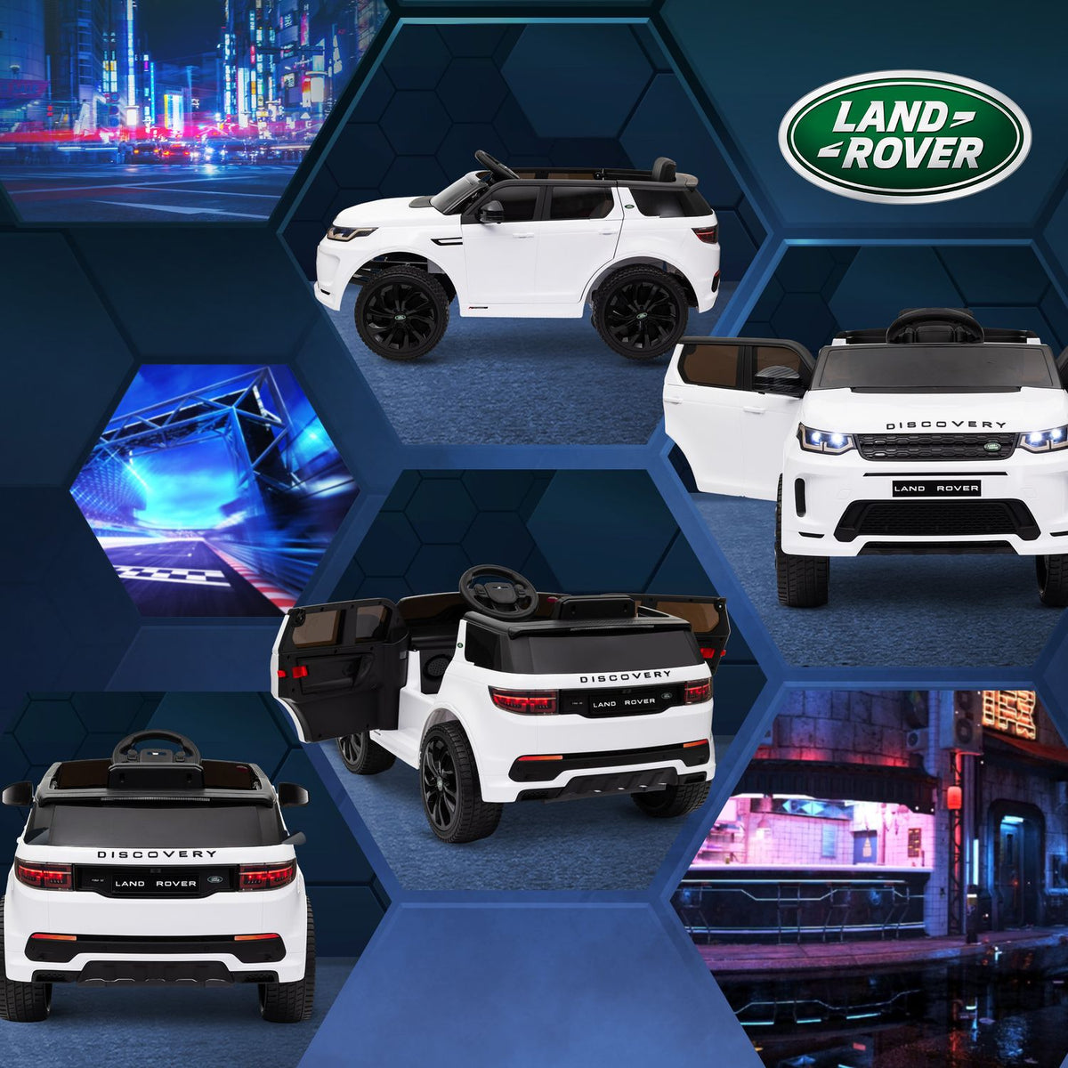 Children's electric car 12V children's car with 2.4G remote control, music, horn, electric vehicle with LED lights, USB/MP3 port, 3-5 km/h, for children 3-6 years, white