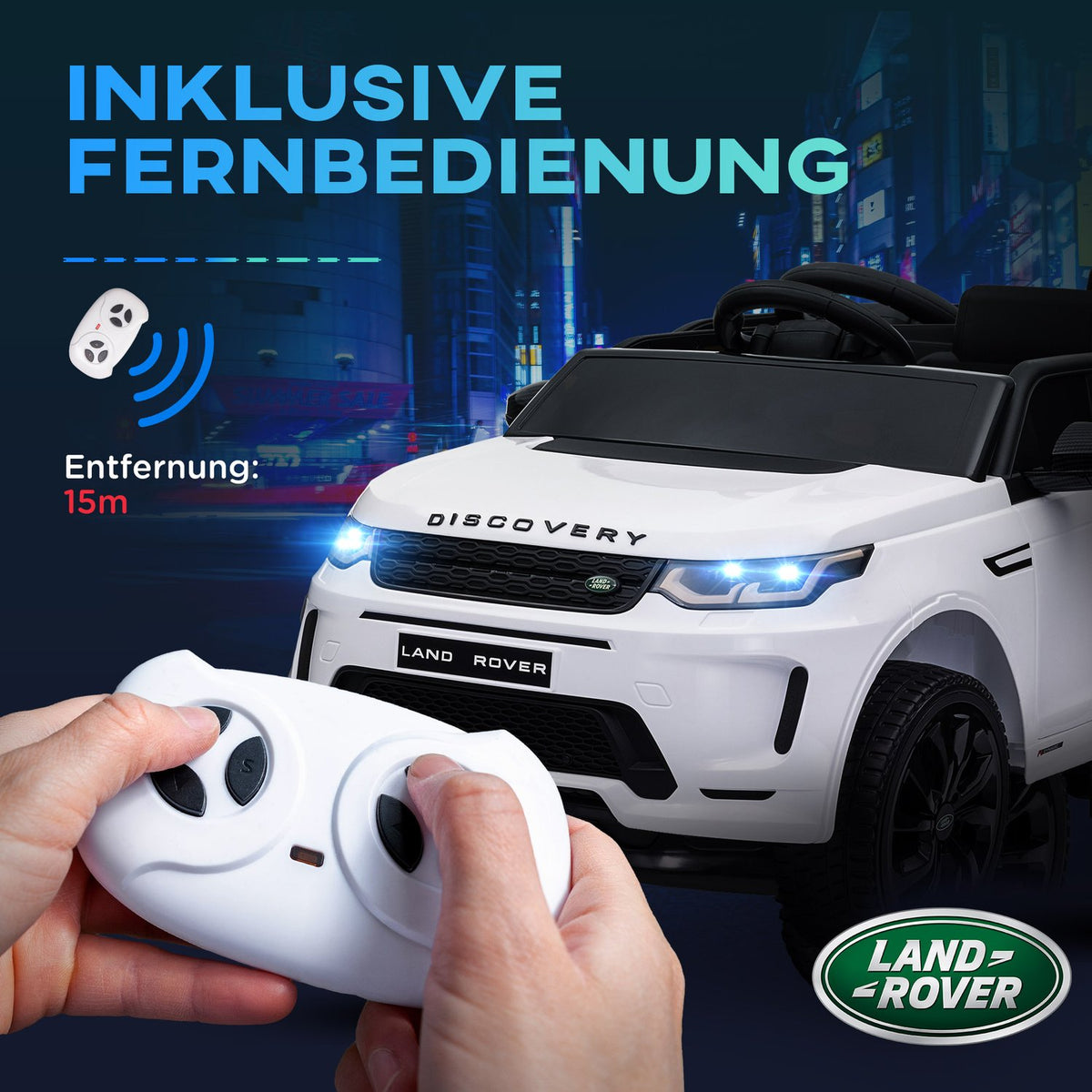 Children's electric car 12V children's car with 2.4G remote control, music, horn, electric vehicle with LED lights, USB/MP3 port, 3-5 km/h, for children 3-6 years, white