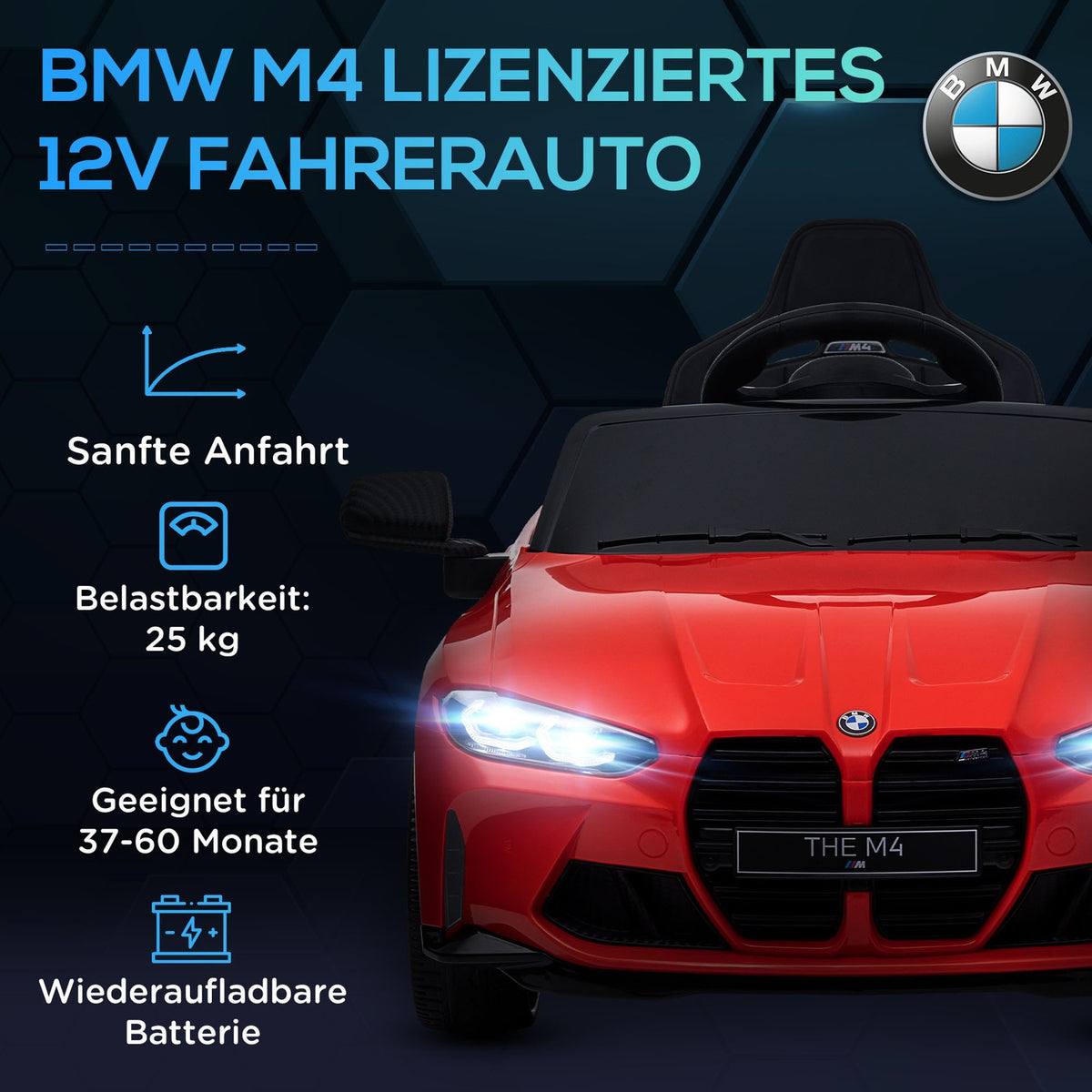 Children's electric car 12V children's car with 2.4G remote control, suspension, electric vehicle with MP3, USB, LED lights, horn, for 3-5 years