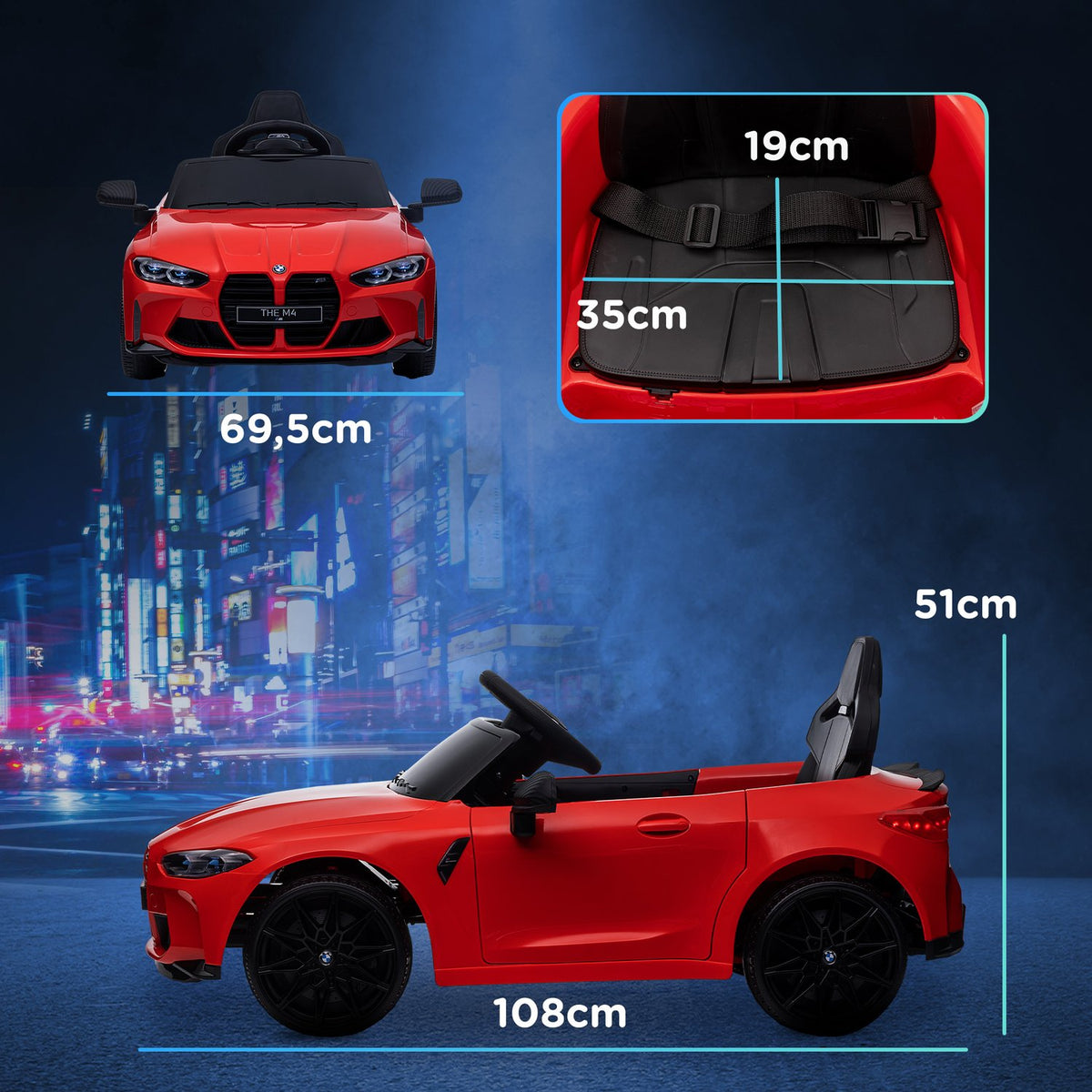 Children's electric car 12V children's car with 2.4G remote control, suspension, electric vehicle with MP3, USB, LED lights, horn, for 3-5 years