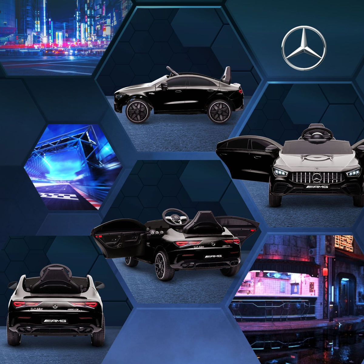 Children's electric car 12V children's car with remote control, music, electric vehicle with light, USB/MP3 port, reverse function, up to 5 km/h, for children 3-6 years, black