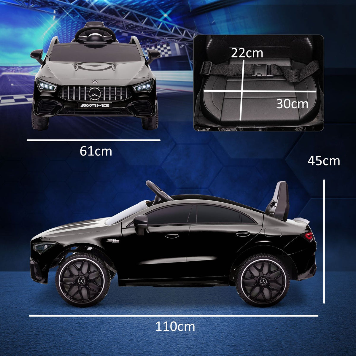 Children's electric car 12V children's car with remote control, music, electric vehicle with light, USB/MP3 port, reverse function, up to 5 km/h, for children 3-6 years, black