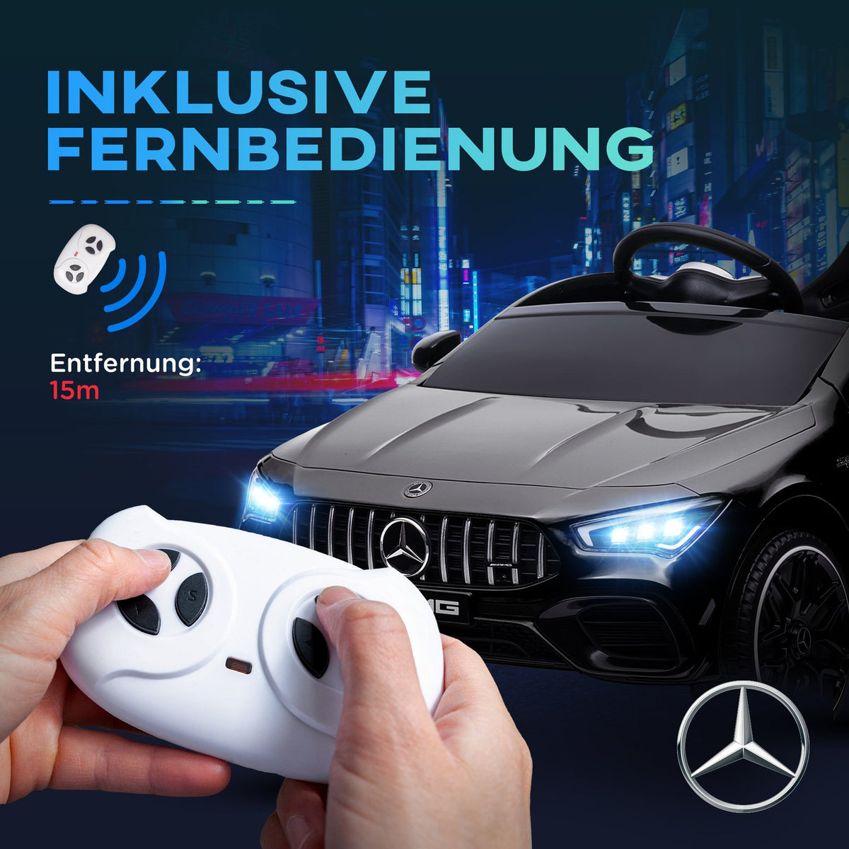 Children's electric car 12V children's car with remote control, music, electric vehicle with light, USB/MP3 port, reverse function, up to 5 km/h, for children 3-6 years, black