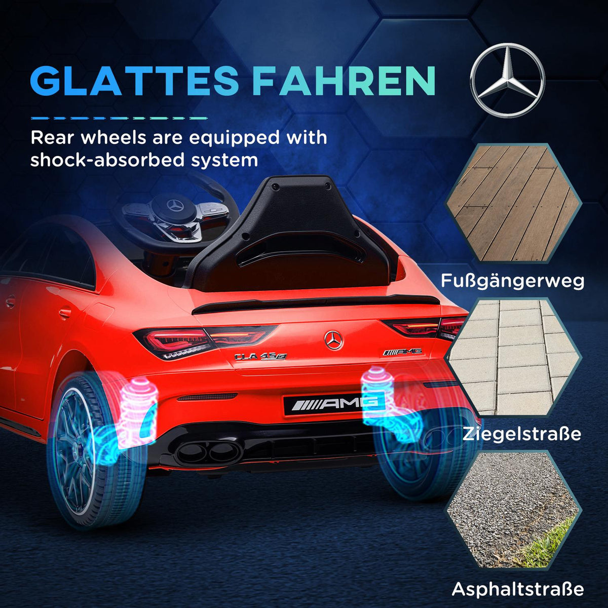 Children's electric car 12V children's car with remote control, music, electric vehicle with light, USB/MP3 port, reverse function, up to 5 km/h, for children 3-6 years, red
