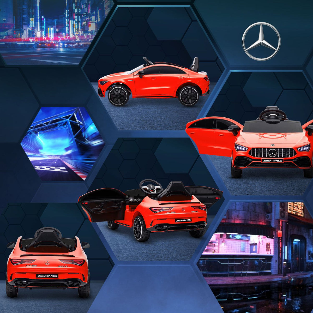 Children's electric car 12V children's car with remote control, music, electric vehicle with light, USB/MP3 port, reverse function, up to 5 km/h, for children 3-6 years, red