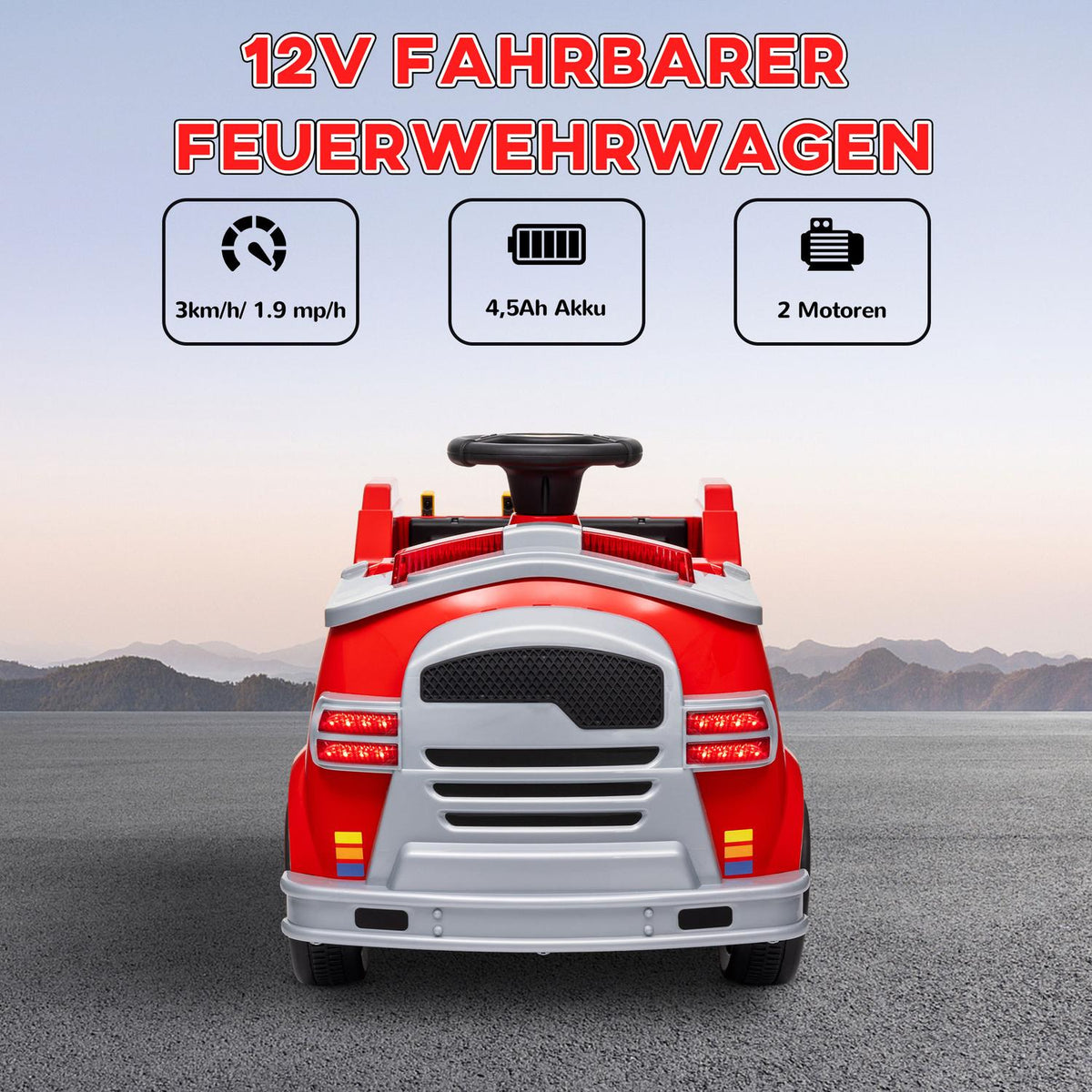 Children's electric car 1 6V children's car with music, horn, electric vehicle with headlight, soft start, 3 km/h, for 3-5 years children, red