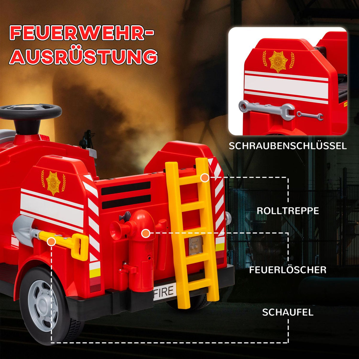 Children's electric car 1 6V children's car with music, horn, electric vehicle with headlight, soft start, 3 km/h, for 3-5 years children, red