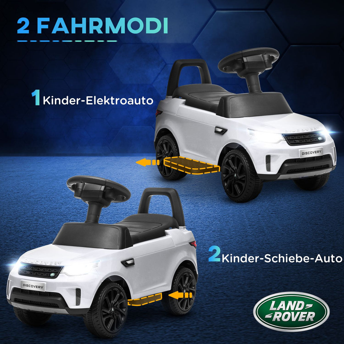 Children's electric car 2 in 1 6V children's car with slide mode, music, horn, electric vehicle with headlight, 3 km/h, for 1.5-5 years children, white