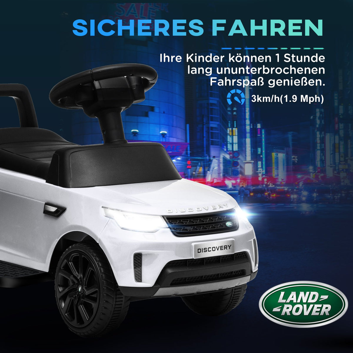 Children's electric car 2 in 1 6V children's car with slide mode, music, horn, electric vehicle with headlight, 3 km/h, for 1.5-5 years children, white