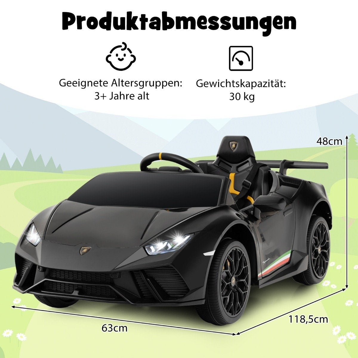 Children's electric car Lamborghini 12V children's car electric with remote control black
