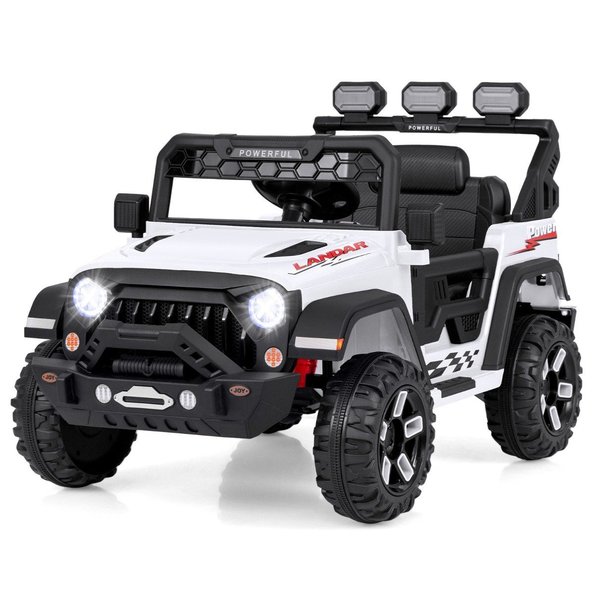 Children's electric car with 2.4G remote control &amp; USB &amp; Light &amp; Music 12V Children's Car Jeep Car White