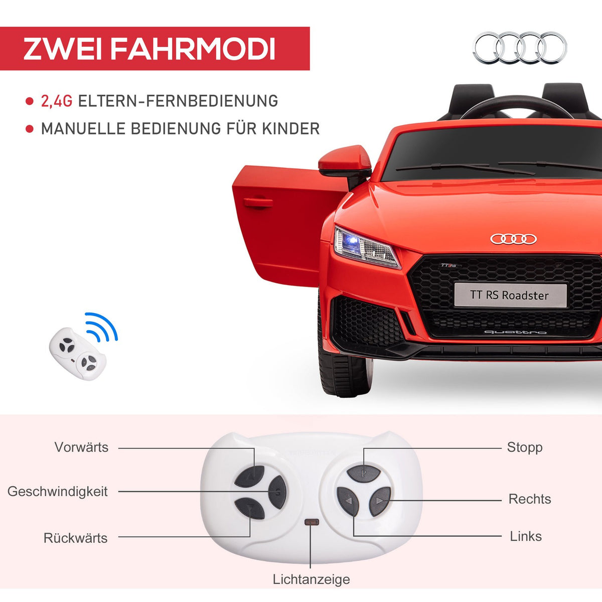 Children's electric car with remote control, MP3, for 3-6 years, PP, red, 102x60x44 cm