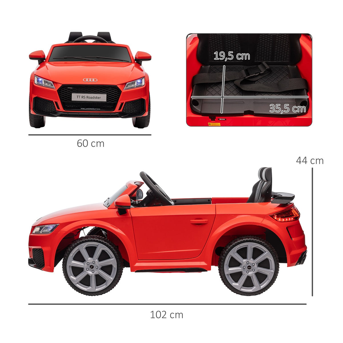 Children's electric car with remote control, MP3, for 3-6 years, PP, red, 102x60x44 cm