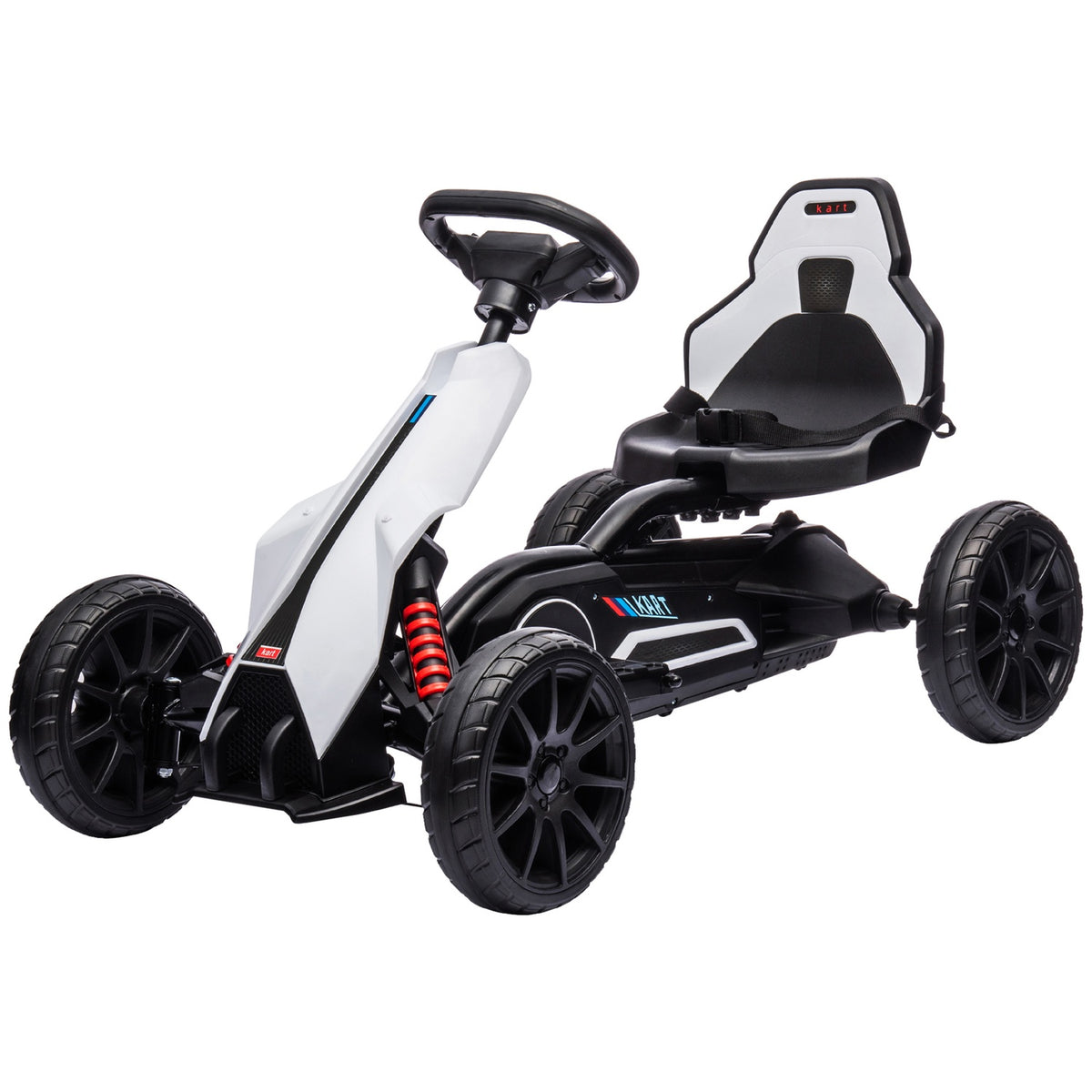 Children's electric go-kart 12 V 3-5 km/h drift kart with 2-way adjustable mode, safety belt, steering wheel, go-kart children's vehicle for 3-8 year old children, white |