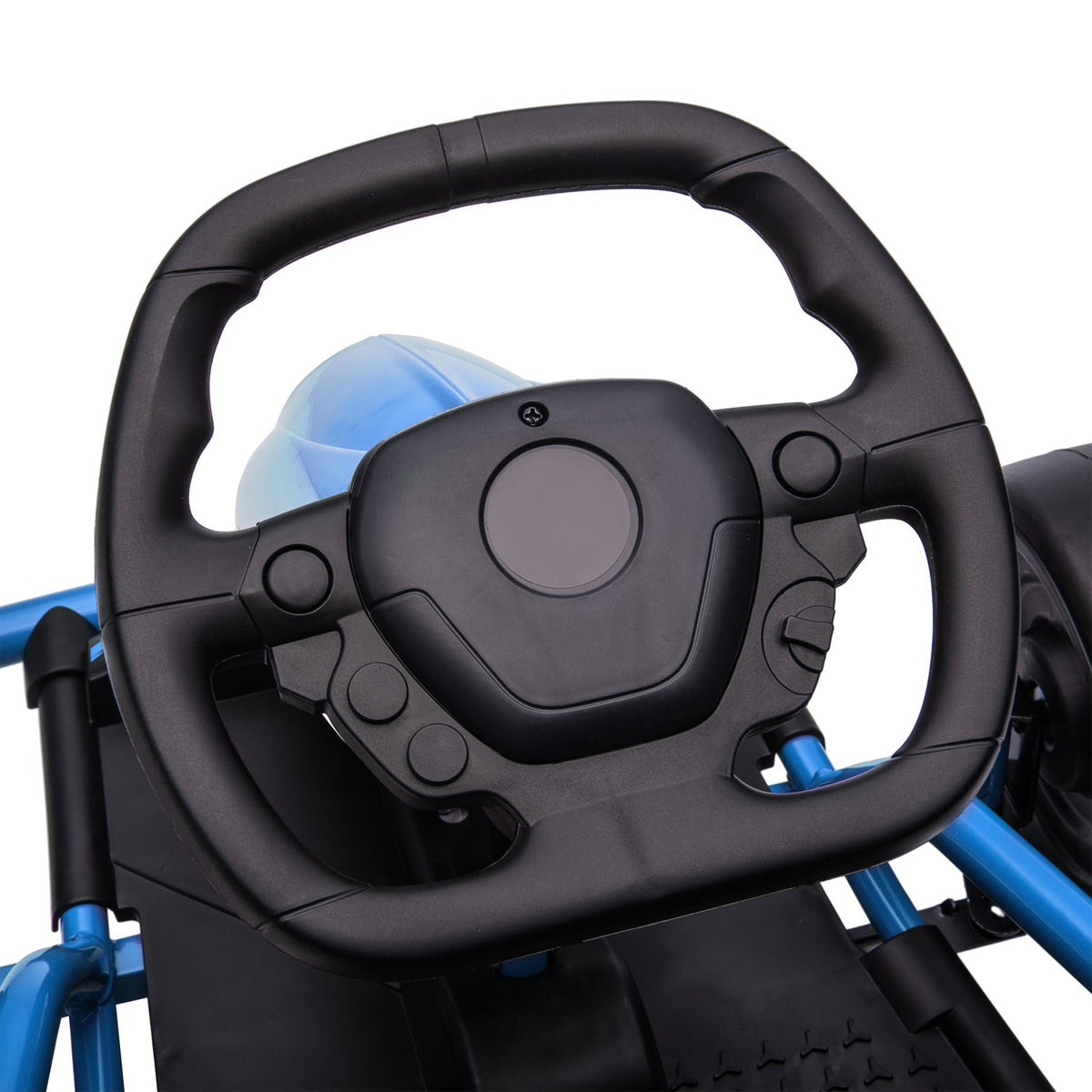 Children's electric go-kart 24 V drift kart with slow start, music, horn and seat belt, children's vehicle for 8-12 years children, blue