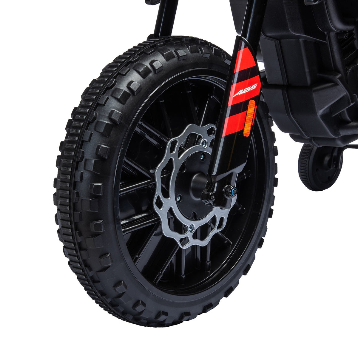 Children's electric motorcycle, 12V children's motorcycle with music, 6 km/h children's vehicle with removable training wheels, 12 inch plastic tires, for 3-8 years children, max. 30 kg, white
