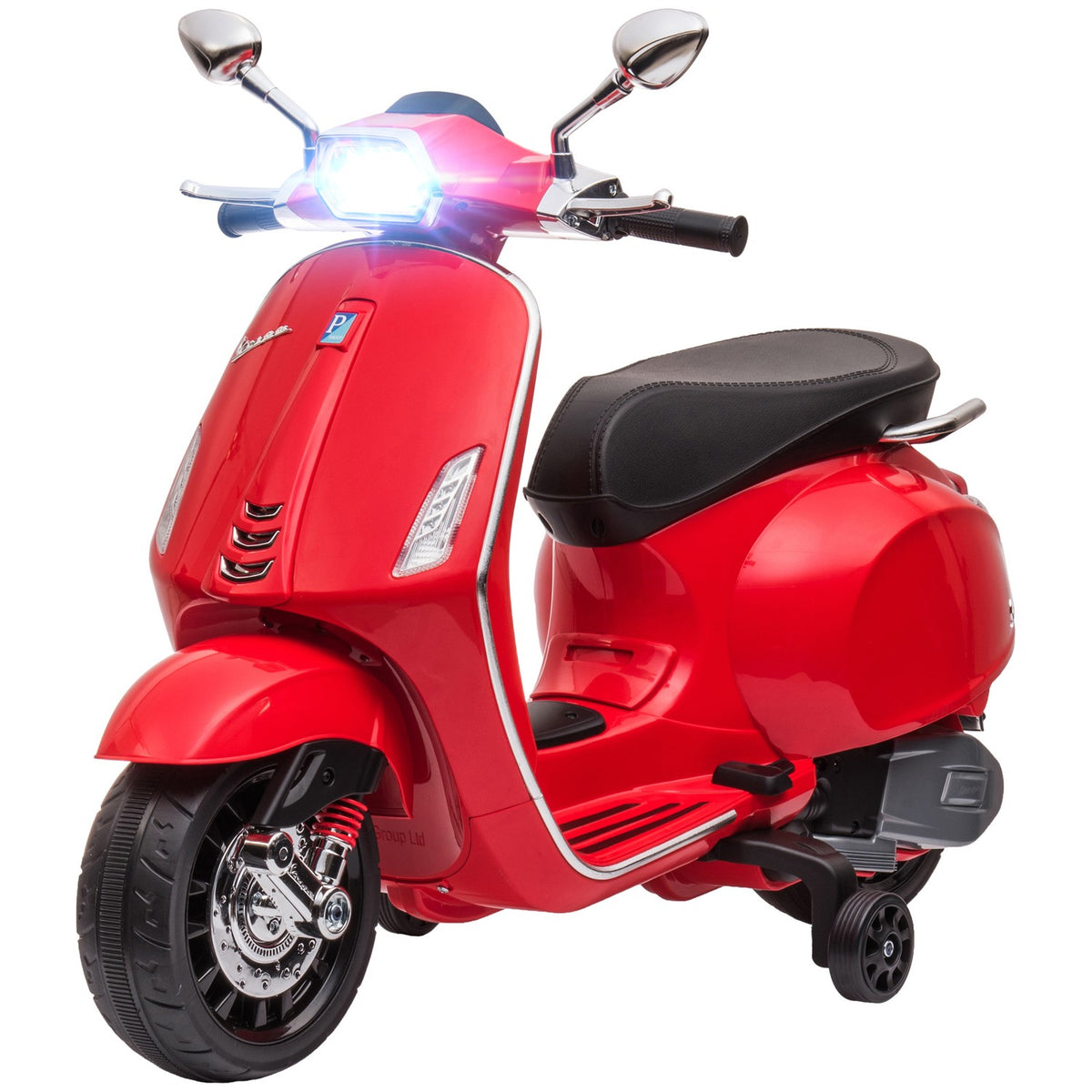 Children's electric motorcycle, 6V children's motorcycle with MP3, USB, FM radio, LED headlight, children's vehicle with training wheels, 3 km/h, for 3-6 years children, red