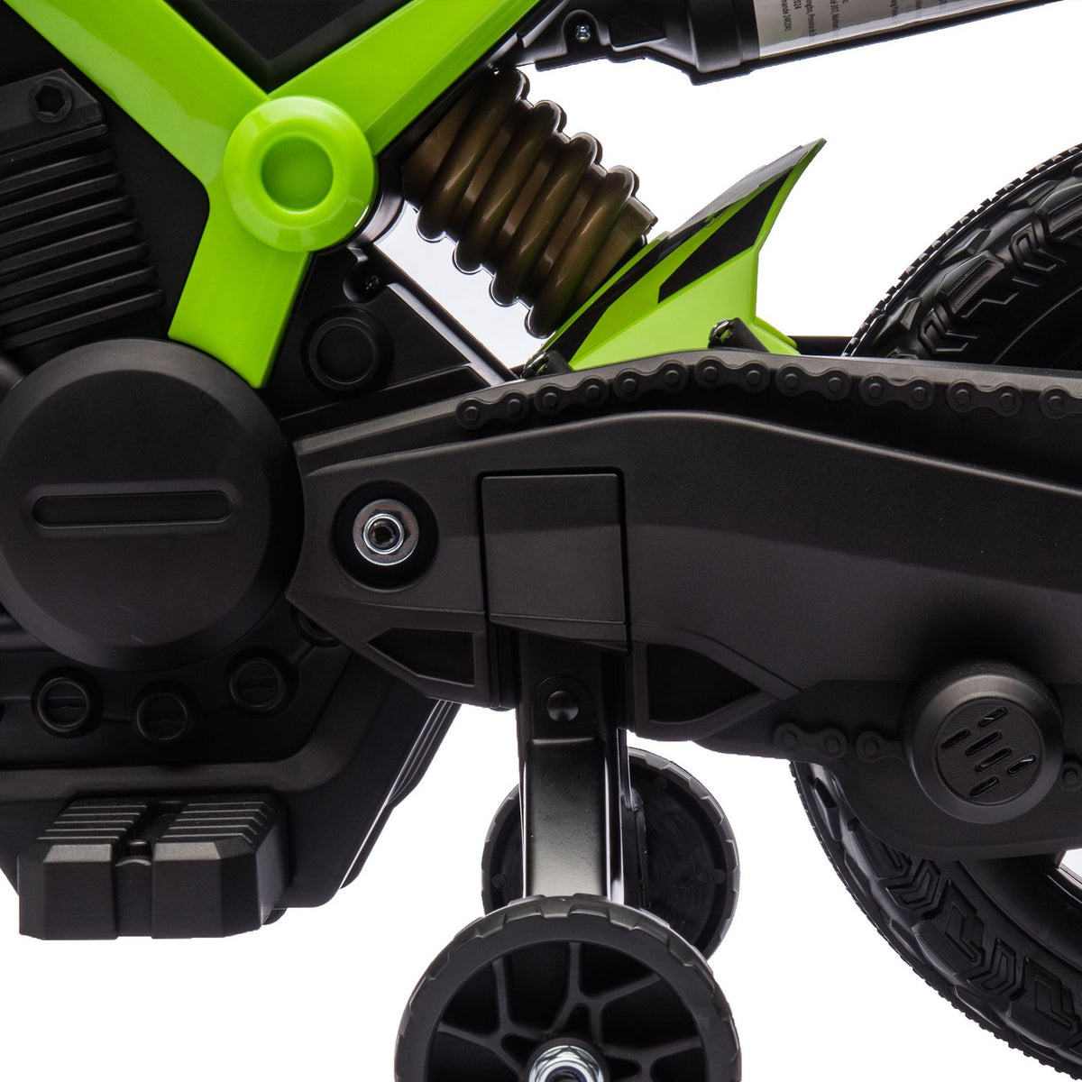 Children's electric motorcycle, 6V children's motorcycle with training wheels, children's vehicle with horn and starting sound, 3 km/h, for 3-8 years children, max. 30 kg, green