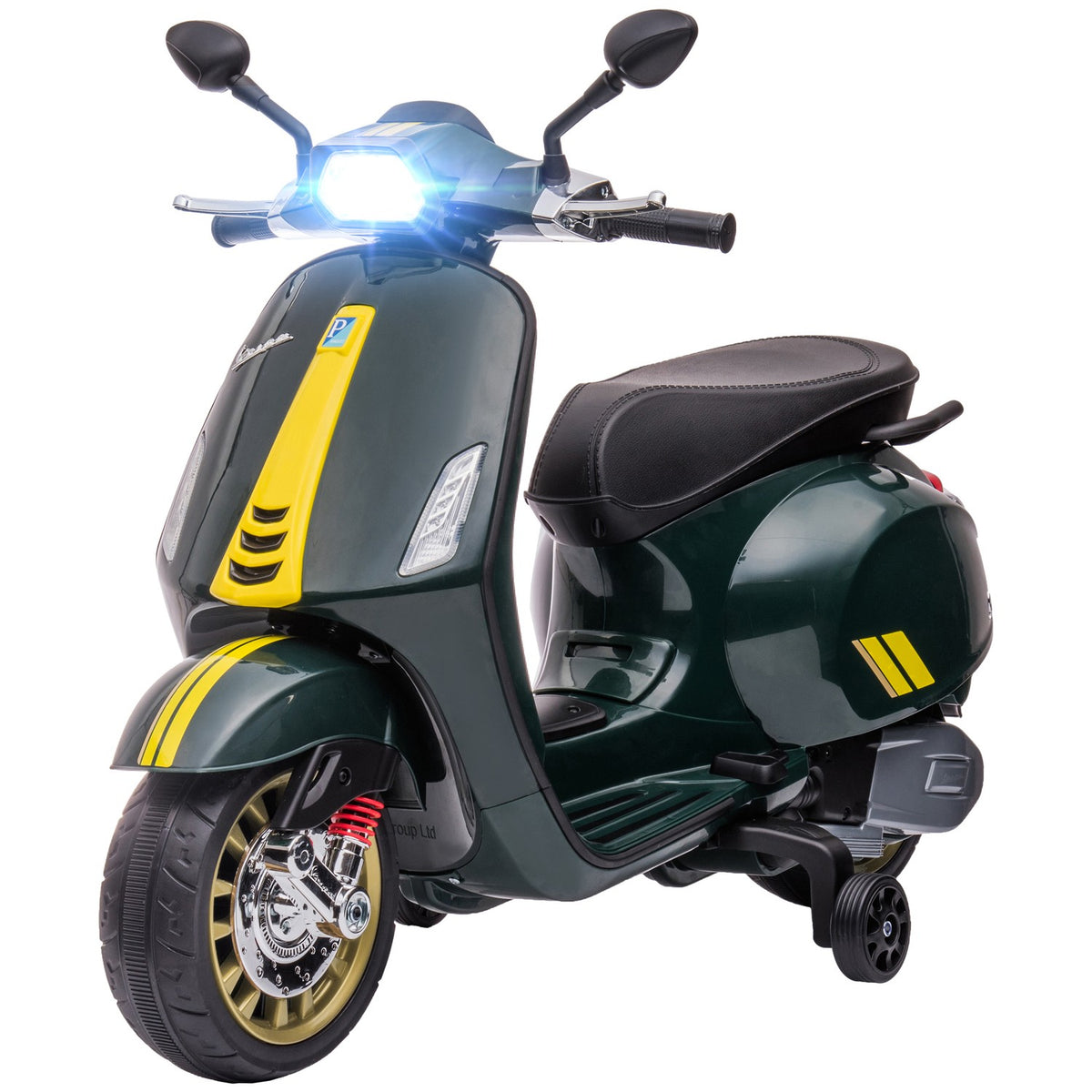 Children's electric motorcycle 6V with MP3 USB FM radio LED headlight training bikes 3 km/h for children 3-6 years dark green