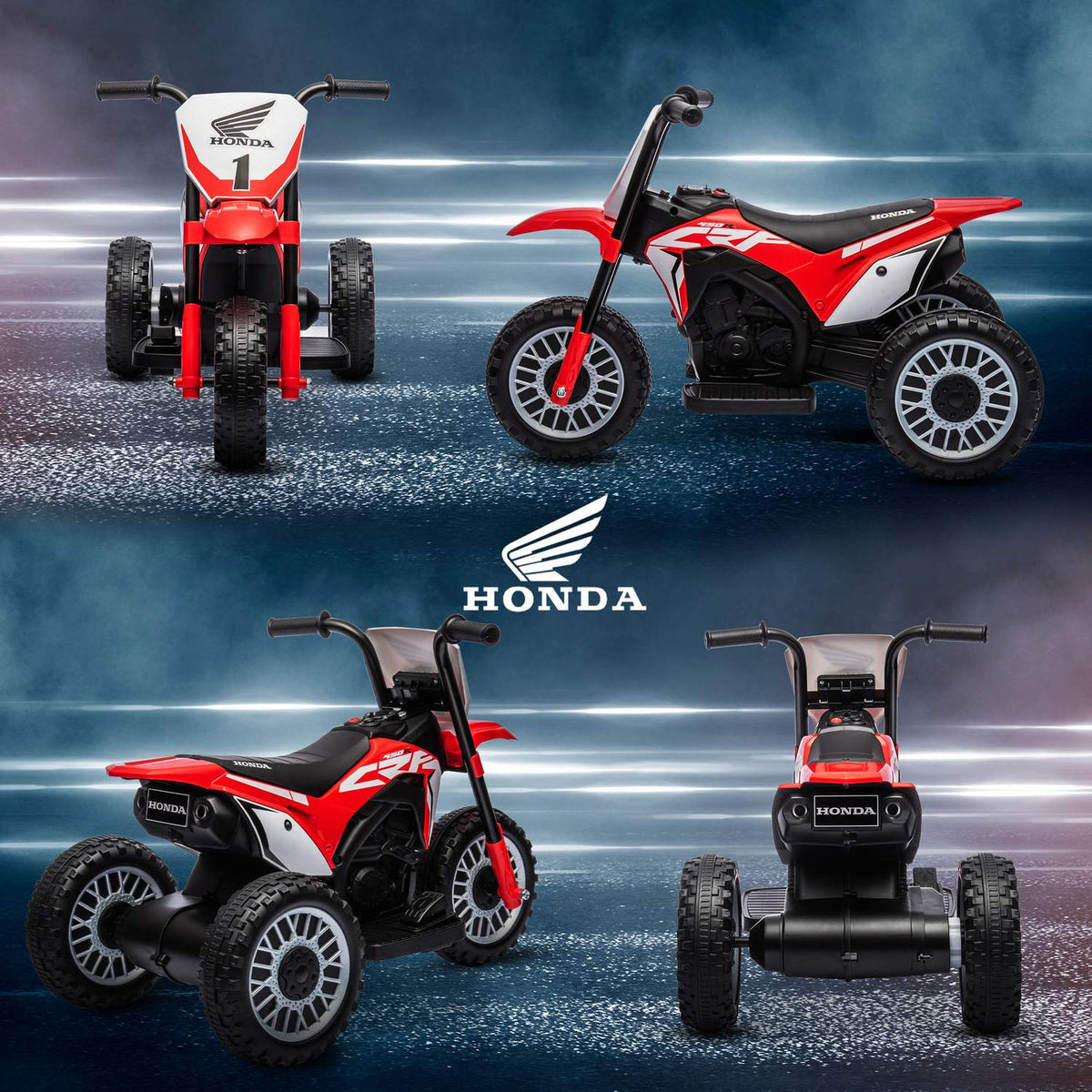 Children's electric motorcycle 6V with horn & startup music, children's vehicle for 1.5-3 years, 3km/h, red, safe driving fun