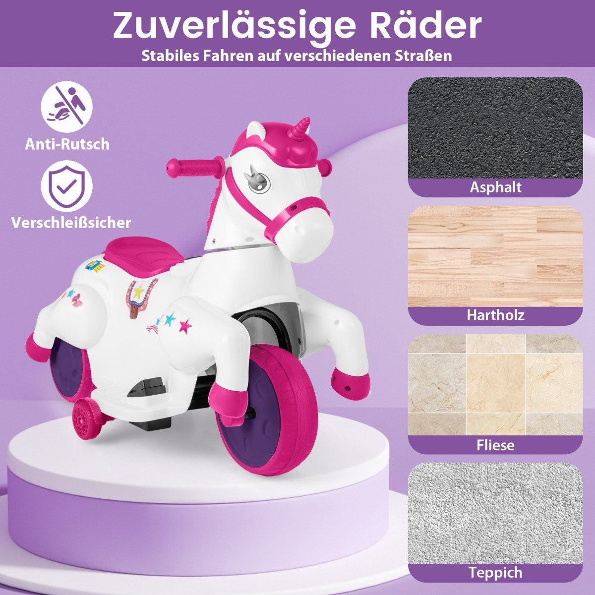Children's electric motorcycle with music &amp; LED &amp; Electric motorcycle with training wheels for children aged 3 and over pink