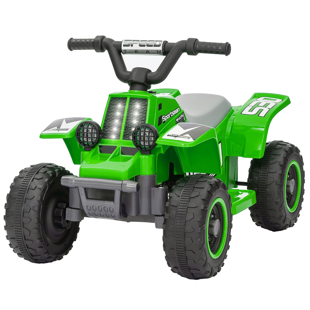 Children's electric quad electric children's quad with forward and reverse function, LED and horn electric car for 1.5-3 years children 3 km/h metal green